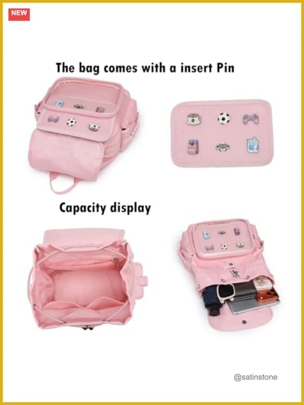 Ita Bag Backpack with Pin Display Window Kawaii Enamel Pin Collector Backpack